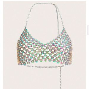 Shein Chain Sequin Halter top/ bra 2X
